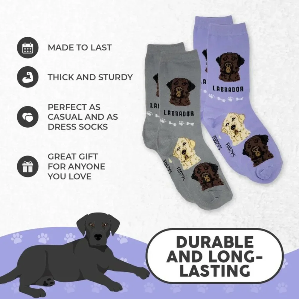 Labrador Retriever Lab Dog Puppy 2 Pairs Women's Foozys Canine Socks Cute Animal